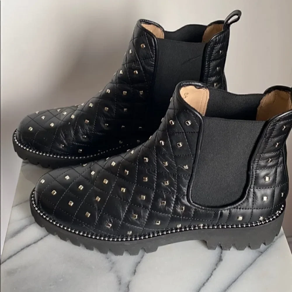 New Gia-Stud-Quilted Chelsea Boot